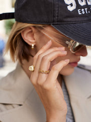 18K Gold Smiley Pavé Ring - Smiley Face