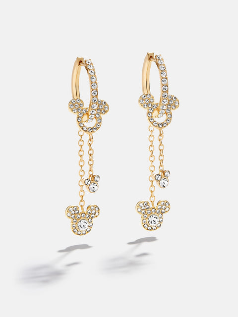 Disney Mickey Mouse Drop Earrings - Gold/Pavé