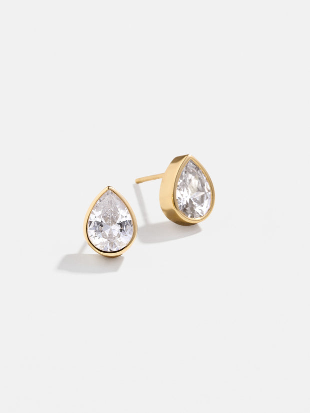 Donna 18K Gold Bezel Earrings - Gold/Pavé