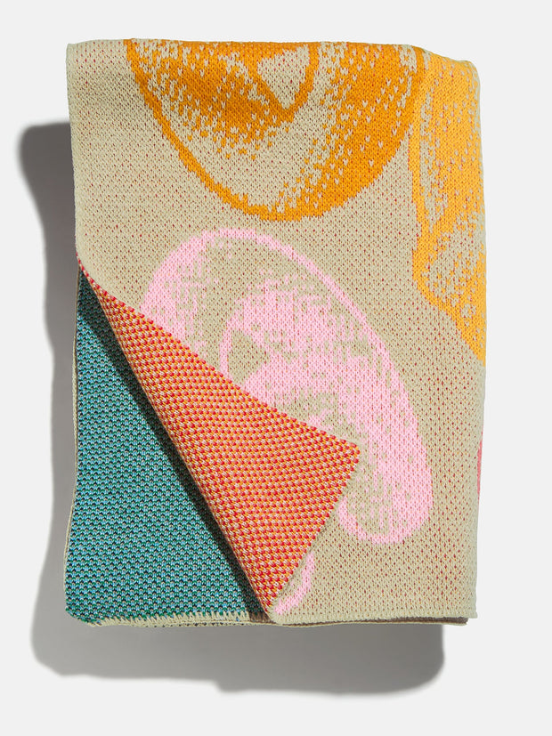 Retro Bubble Custom Initial Blanket - Beige/Multi