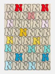 Bubble Initial Standout Custom Blanket - Beige/Multi