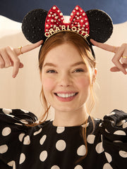 Disney Minnie Mouse Custom Ears Headband - Custom Black/Red Minnie Mouse Ears