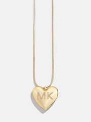 Custom Initial Enamel Heart Pendant Necklace - Gold