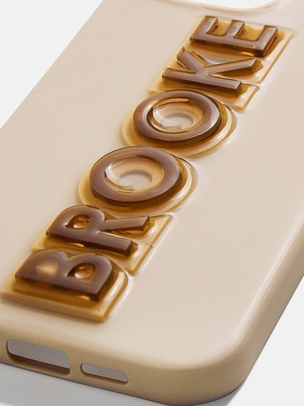 Block Font Custom iPhone Case - Beige/Brown