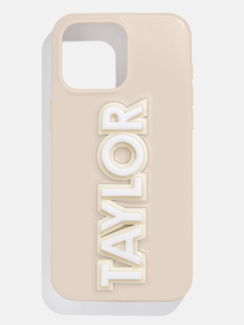 Block Font Custom iPhone Case - Beige/White