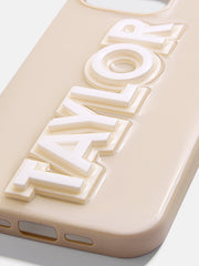 Block Font Custom iPhone Case - Beige/White