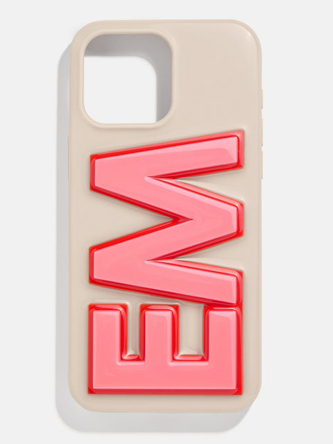 Block Font Custom iPhone Case - Beige/Pink