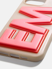 Block Font Custom iPhone Case - Beige/Pink