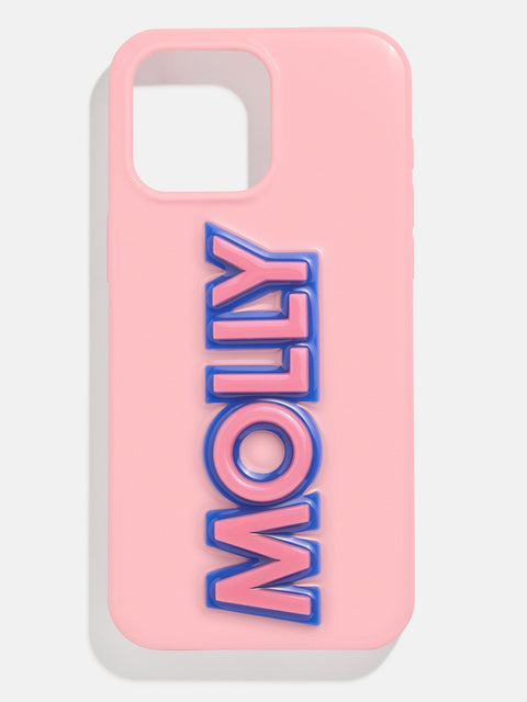 Block Font Custom iPhone Case - Blush/Blue