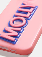 Block Font Custom iPhone Case - Blush/Blue