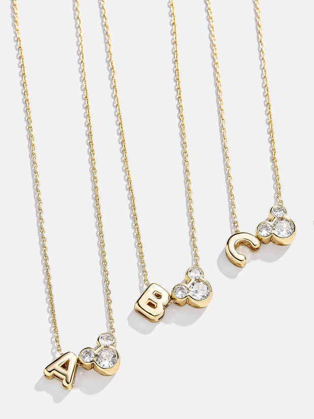 Disney Mickey Mouse Initial Necklace - Gold/Pavé