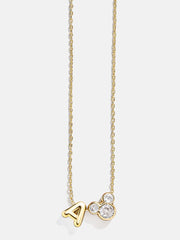 Disney Mickey Mouse Initial Necklace - Gold/Pavé