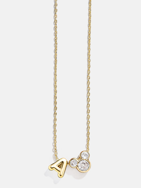 Disney Mickey Mouse Initial Necklace - Gold/Pavé