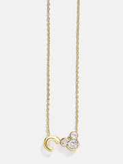 Disney Mickey Mouse Initial Necklace - Gold/Pavé