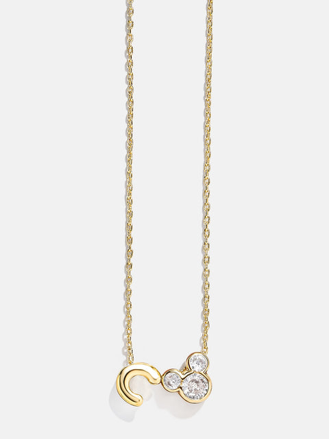 Disney Mickey Mouse Initial Necklace - Gold/Pavé