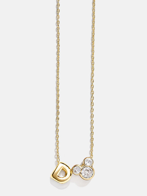 Disney Mickey Mouse Initial Necklace - Gold/Pavé