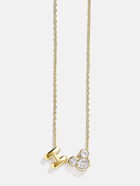 Disney Mickey Mouse Initial Necklace - Gold/Pavé