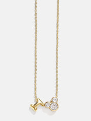 Disney Mickey Mouse Initial Necklace - Gold/Pavé