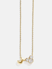 Disney Mickey Mouse Initial Necklace - Gold/Pavé