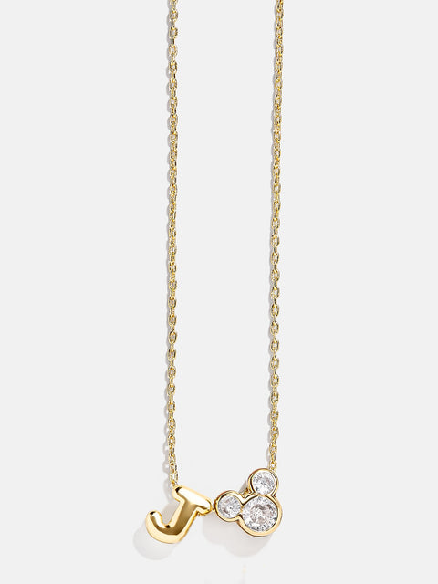 Disney Mickey Mouse Initial Necklace - Gold/Pavé