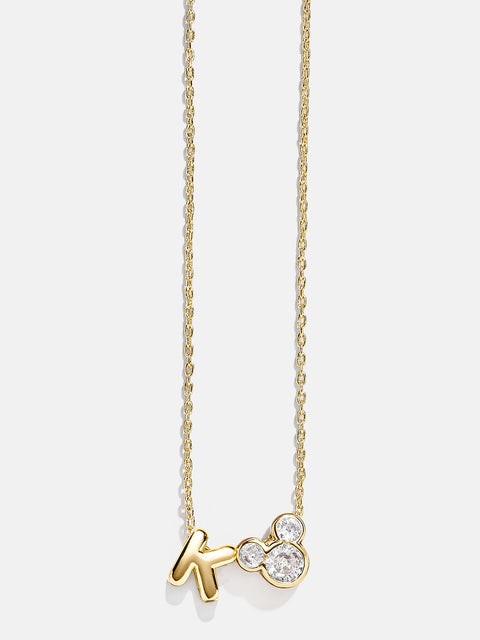 Disney Mickey Mouse Initial Necklace - Gold/Pavé