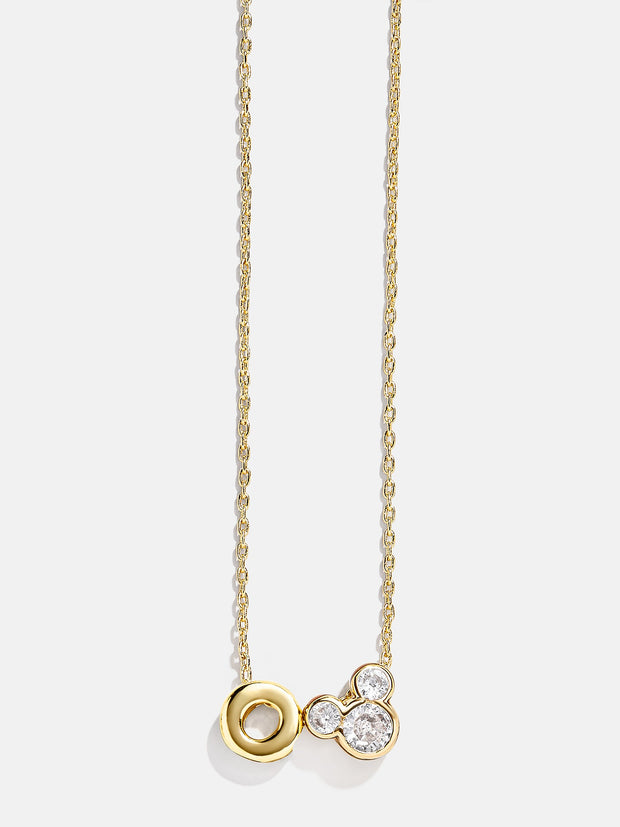 Disney Mickey Mouse Initial Necklace - Gold/Pavé