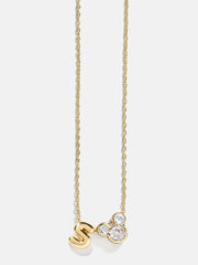 Disney Mickey Mouse Initial Necklace - Gold/Pavé