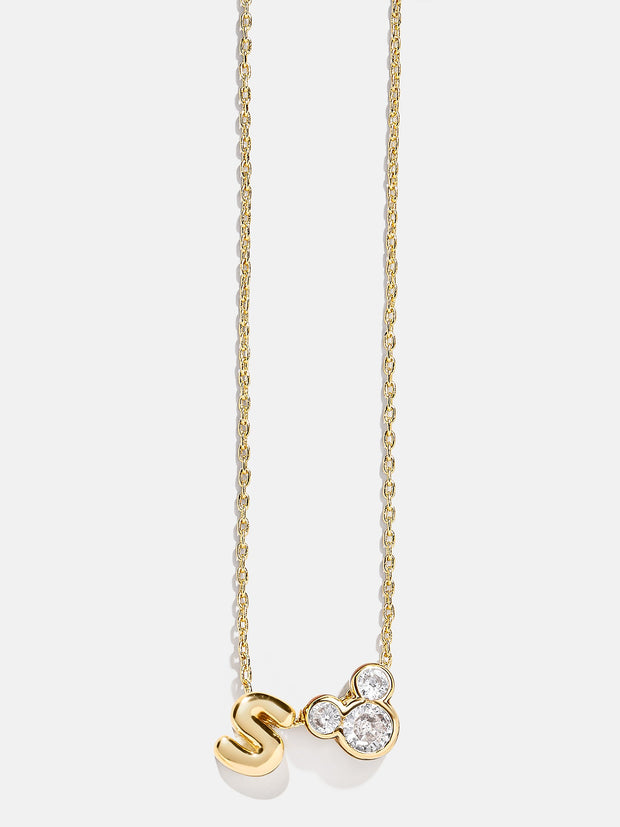 Disney Mickey Mouse Initial Necklace - Gold/Pavé