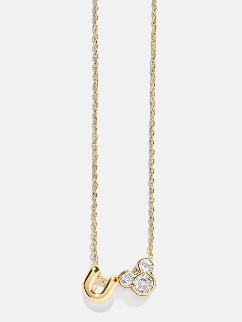 Disney Mickey Mouse Initial Necklace - Gold/Pavé