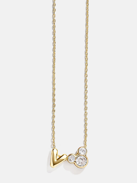 Disney Mickey Mouse Initial Necklace - Gold/Pavé