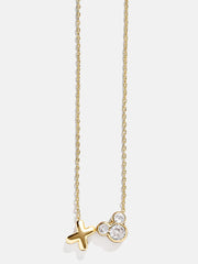 Disney Mickey Mouse Initial Necklace - Gold/Pavé