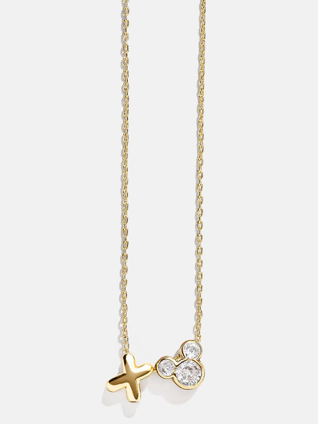 Disney Mickey Mouse Initial Necklace - Gold/Pavé