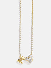 Disney Mickey Mouse Initial Necklace - Gold/Pavé