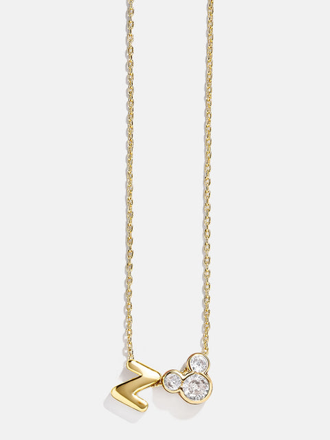 Disney Mickey Mouse Initial Necklace - Gold/Pavé