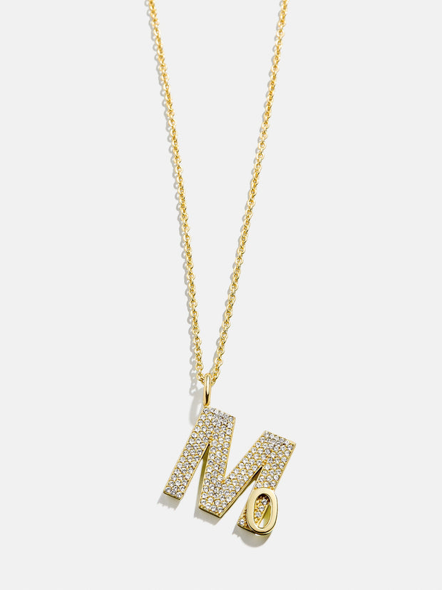 Custom Double Initial Pavé Necklace - Gold/Pavé