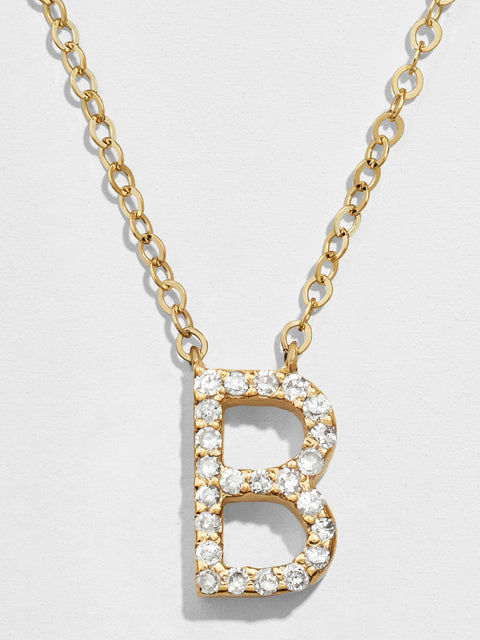 14K Gold Diamond Initial Necklace