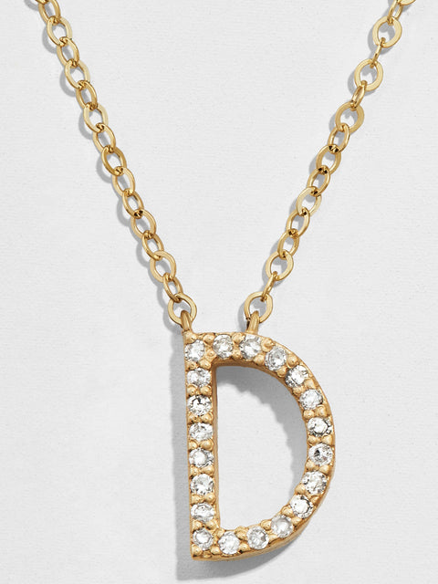 14K Gold Diamond Initial Necklace