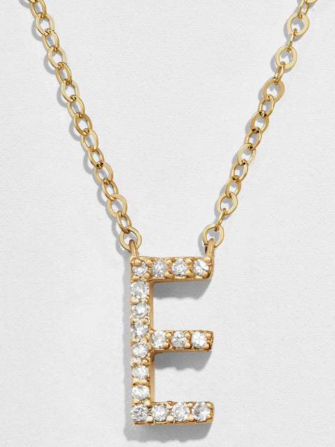 14K Gold Diamond Initial Necklace