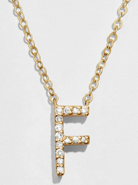 14K Gold Diamond Initial Necklace