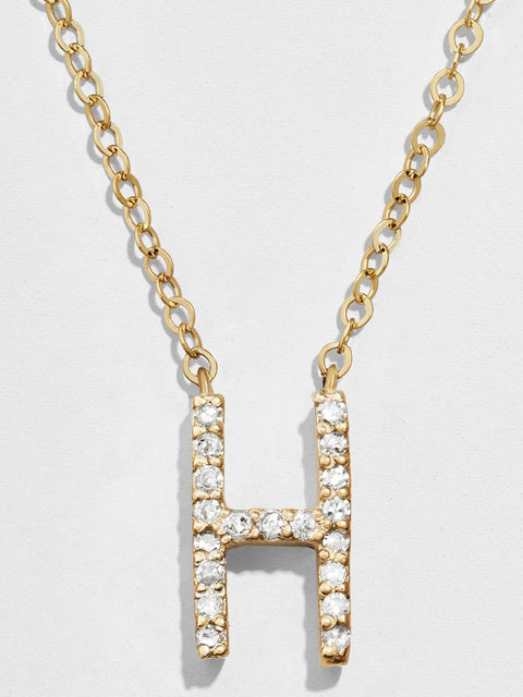 14K Gold Diamond Initial Necklace