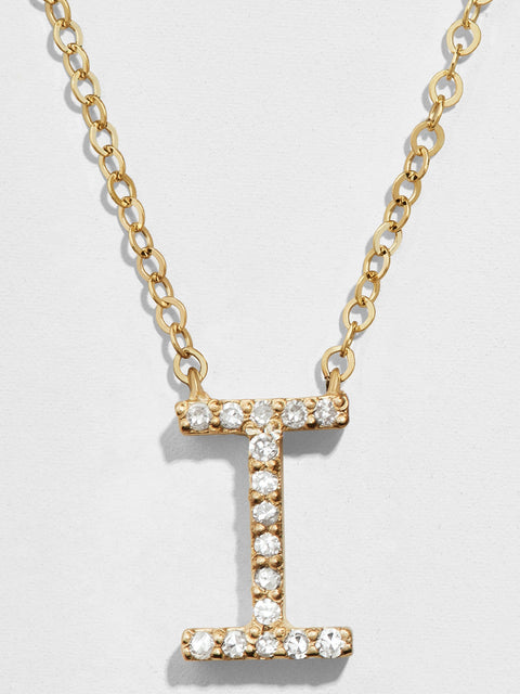 14K Gold Diamond Initial Necklace