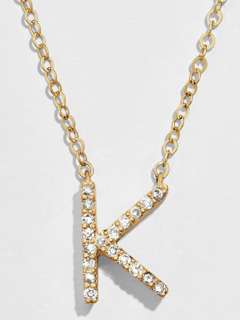 14K Gold Diamond Initial Necklace