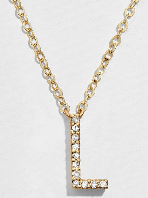 14K Gold Diamond Initial Necklace