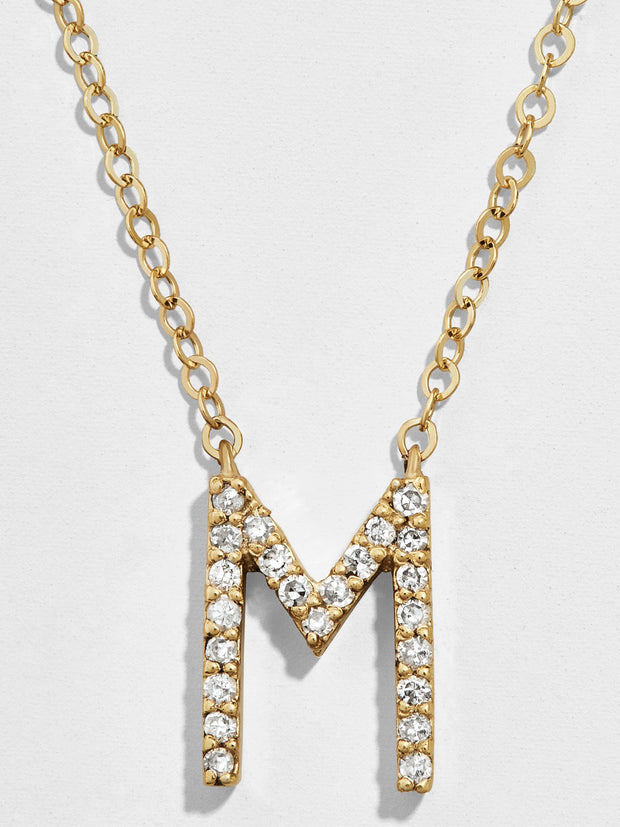 14K Gold Diamond Initial Necklace