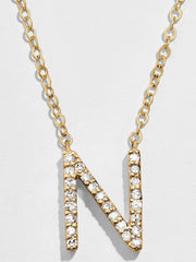 14K Gold Diamond Initial Necklace