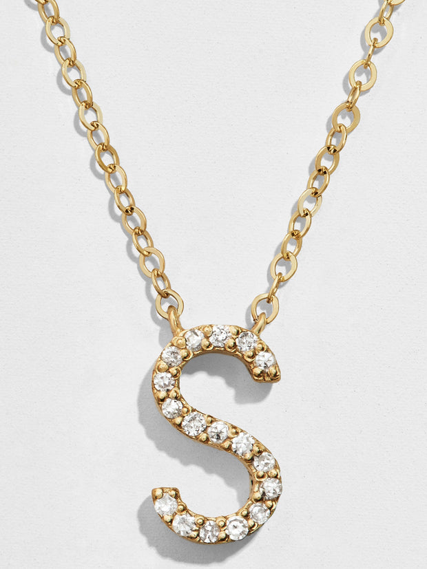 14K Gold Diamond Initial Necklace