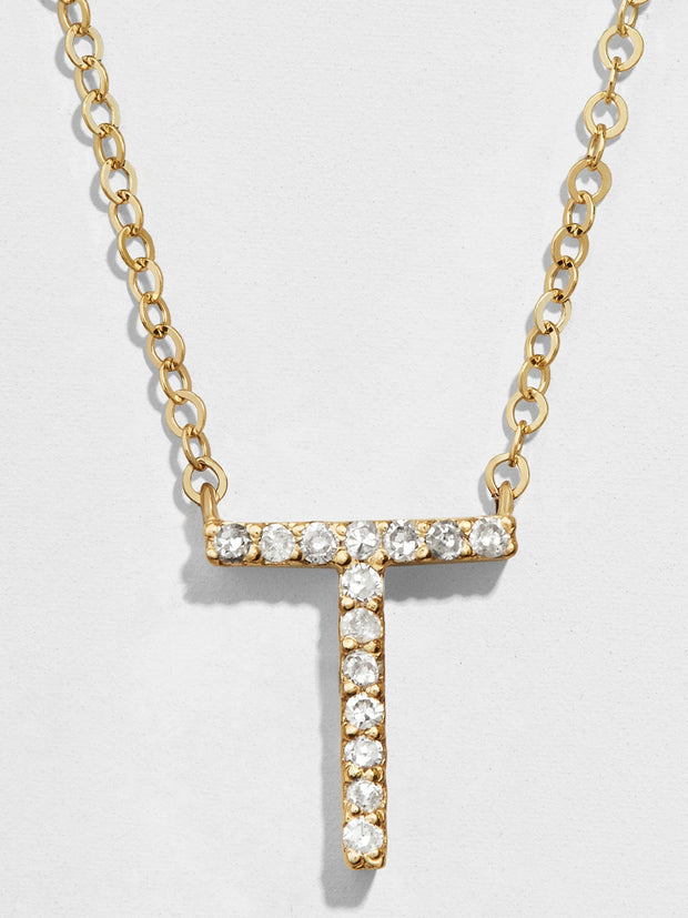 14K Gold Diamond Initial Necklace