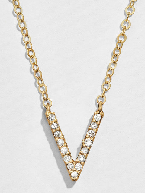 14K Gold Diamond Initial Necklace