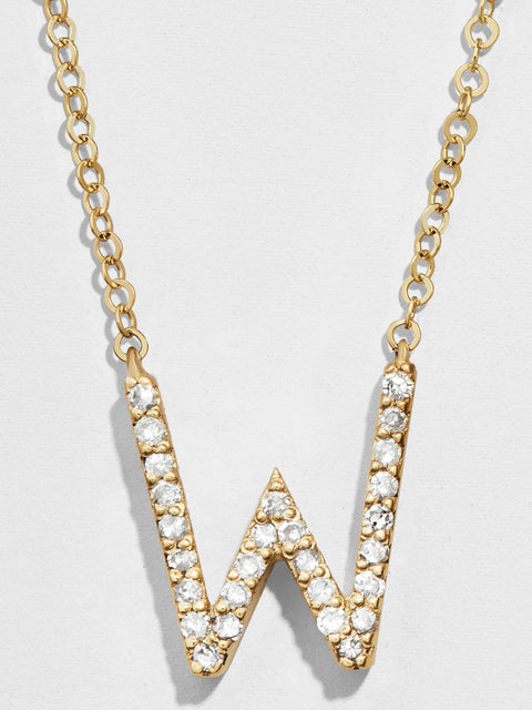 14K Gold Diamond Initial Necklace