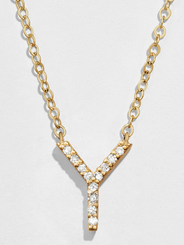 14K Gold Diamond Initial Necklace